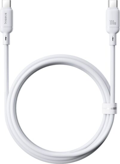 Baseus Silky Series USB-C apa - USB-C apa 2.0 Adat és Töltőkábel 100 Watt 1m - Fehér