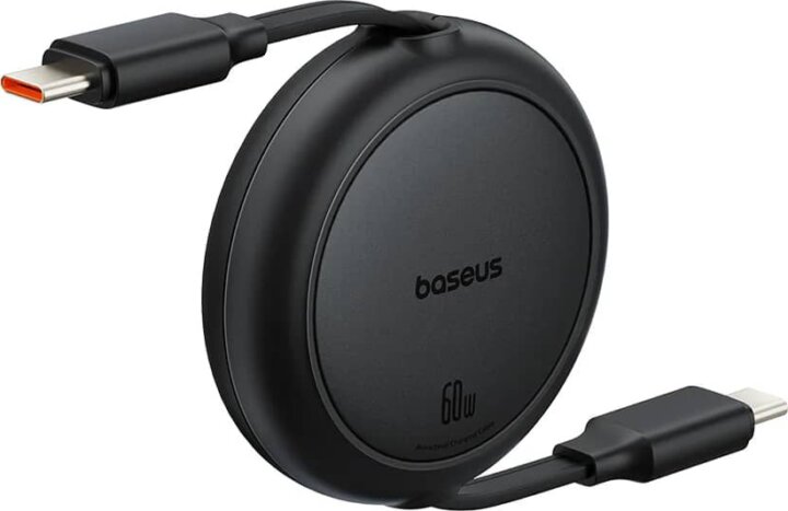 Baseus Free2Pull Mini Visszahúzható USB-C apa - USB-C apa Adat és Töltőkábel 1m - Fekete