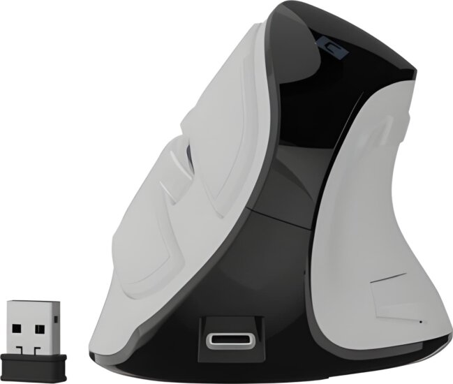 Natec NMY-2378 EUPHONIE PRO Bluetooth + RF Wireless Vertikális Egér - Fekete/Fehér