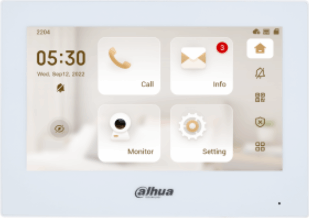 Dahua VTH2621GW-P 7" Érintőképernyős beltéri egyég Video kaputelefon rendszerekhez - Fehér