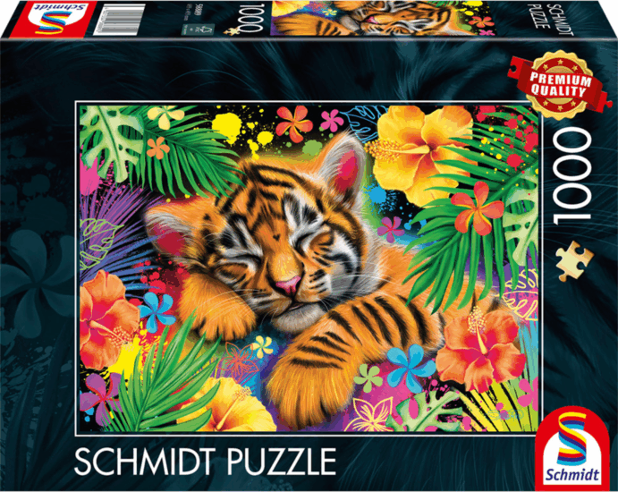 Schmidt Spiele 58889 Virágok között alvó tigris 1000 darabos puzzle