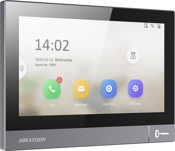 Hikvision DS-KH8381-WTE1 7" IPS érintőképernyős Video Kaputelefon beltéri egység - Fekete