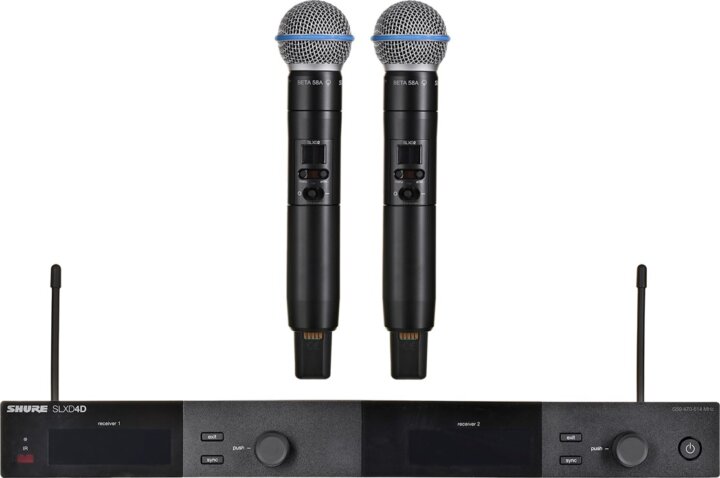 Shure SLXD24DE/B58-G59 Vezeték nélküli mikrofon szett 2db + vevőegység - Fekete