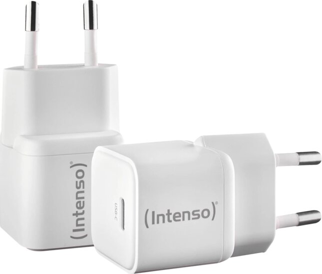 Intenso W30C USB-C GaN Hálózati Gyorstöltő Adapter 30W (2db / csomag) - Fehér