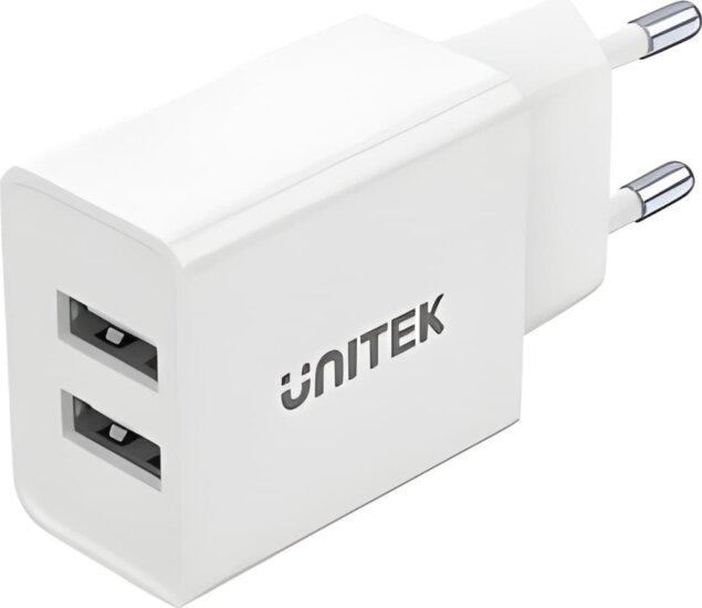 Unitek P1113A-EU 2x USB-A Hálózati Töltő Adapter 12W - Fehér