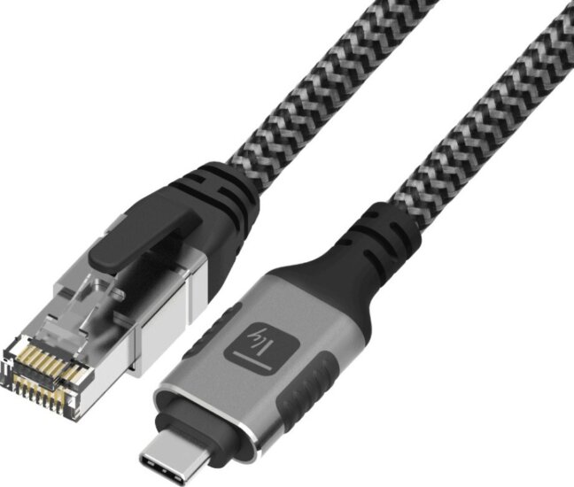 Techly ICOC-U3C-RJ45-030 USB-C - F/UTP Cat6 RJ45 Patch Kábel 3m - Ezüst / Fekete