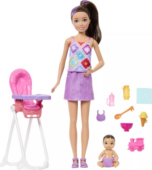 Mattel JJB44 Barbie Skipper Bébiszitter játékszett - Etetőszék