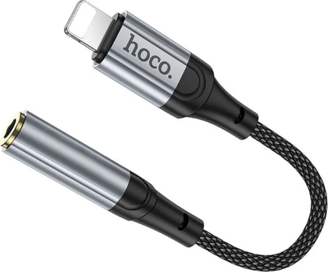Hoco LS36A Lightning apa - 3,5mm Jack anya Átalakító Adapter - Ezüst/Fekete