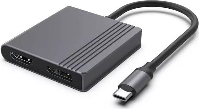 Gembird A-CM-HDMIFDPF-01 USB-C apa - HDMI / DisplayPort anya Átalakító adapter - Fekete/Szürke