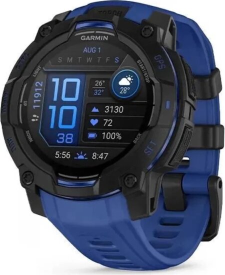 Garmin Instinct 3 AMOLED Okosóra 45mm Kék Szilikon szíjjal - Fekete