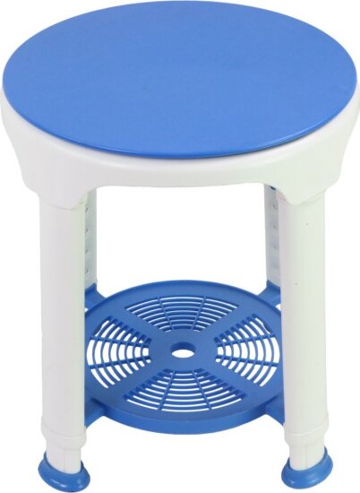 REHAFUND RF-824 Állítható magasság Zuhanyszék Max 136kg - Fehér / Kék