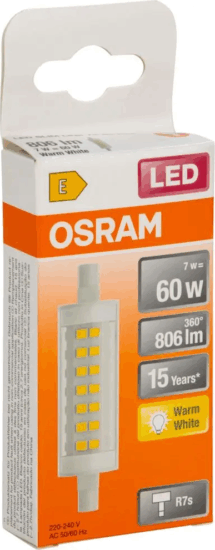 Osram LED Slim izzó 7W 805m 2700K R7s - Meleg fehér