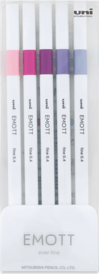 Uni Emott No.7 Floral Colors 0,4mm tűfilc készlet - Vegyes színek (5 db / csomag)