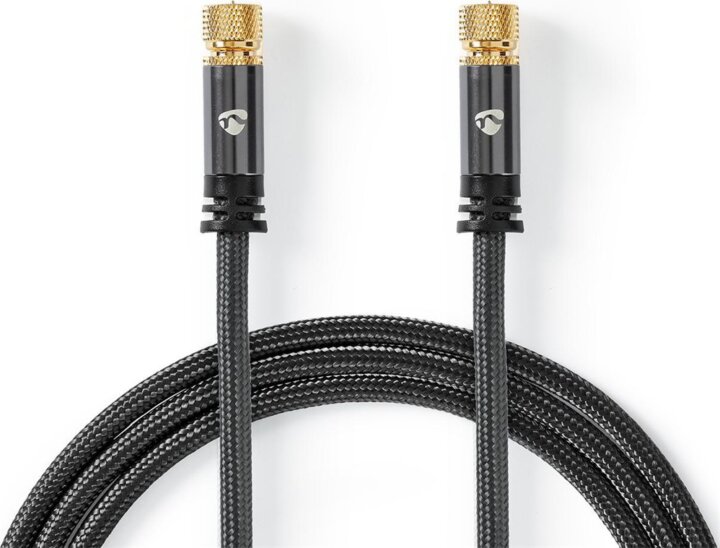 Nedis CSTB41000GY50 Type-F Koax antenna kábel 5m - Fekete