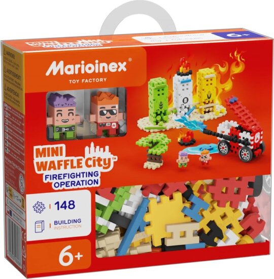 Marioinex Mini Waffle City - Tűzoltóság Építőkockák 148 darabos építőkészlet