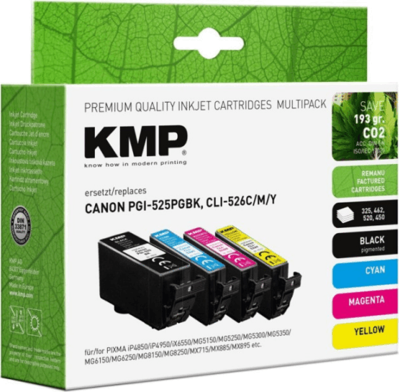 KMP (Canon PGI-525/CLI-526) Utángyártott Toner - Tri-color + Fekete