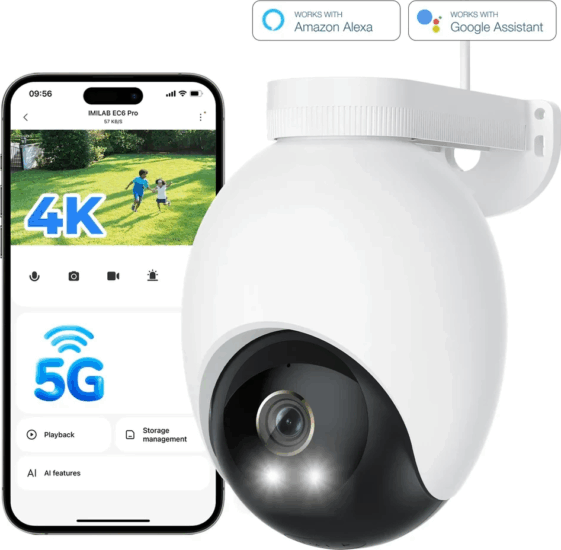 Xiaomi Imilab EC6 Pro Smart WiFi 4k 360° forgatható Okos kültéri Kamera - Fehér