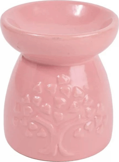 Iris kerámia olajmécses szív leveles fa mintával 8 cm - Rózsaszín