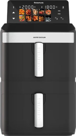 Taurus Air Duo Slim AirFryer Okos Forrólevegős sütő 2 x 6.5L 2800 Watt - Fekete