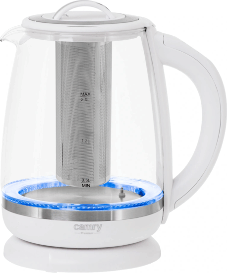 Camry CR1290 Vízforraló Teainfúzorral 2,0L 2200 Watt - Átlátszó / Fehér
