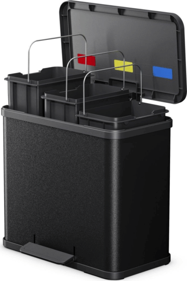Hailo Öko trio Plus L 3x9 Literes műanyag + acél szelektív hulladékgyűjtő - Fekete