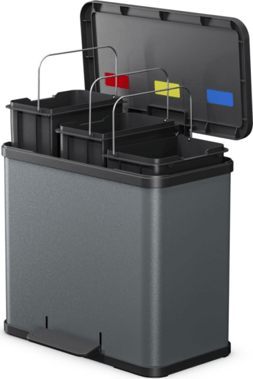 Hailo Öko trio Plus L 3x9 Literes műanyag + acél szelektív hulladékgyűjtő - Sötétszürke