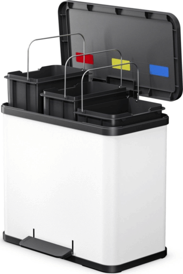 Hailo Öko trio Plus L 3x9 Literes műanyag + acél szelektív hulladékgyűjtő - Fehér