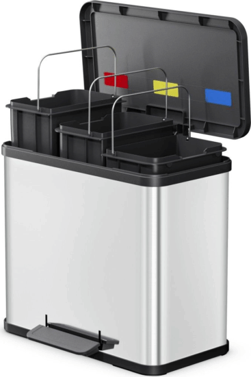 Hailo Öko trio Plus L 3x9 Literes acél szelektív hulladékgyűjtő - Ezüst