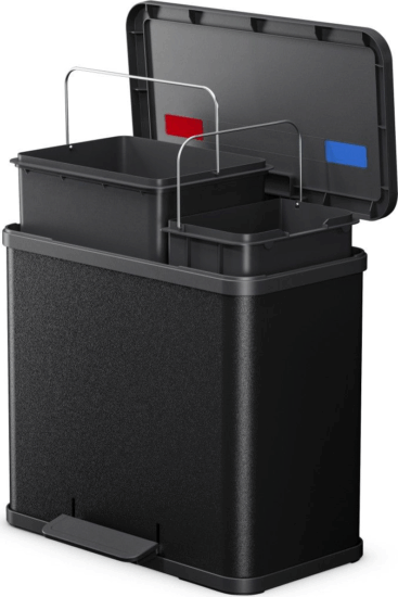 Hailo Öko duo Plus L 17+9 literes szelektív Műanyag + acél hulladékgyűjtő - Matt fekete