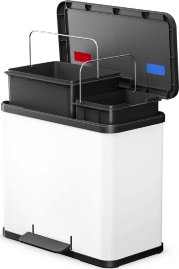 Hailo Öko duo Plus L 17+9 literes szelektív Műanyag + acél hulladékgyűjtő - Matt fehér