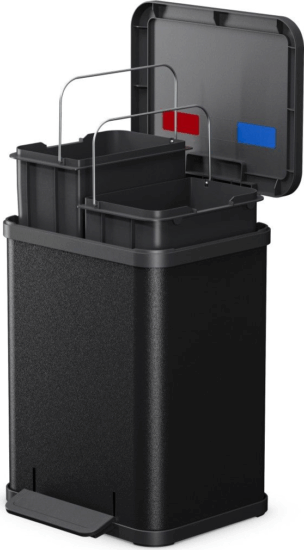Hailo Öko duo Plus M 2x9 literes szelektív Műanyag + acél hulladékgyűjtő - Matt fekete