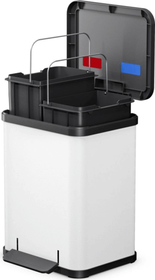 Hailo Öko duo Plus M 2x9 literes szelektív Műanyag + acél hulladékgyűjtő - Matt fehér