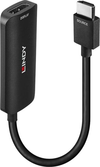 Lindy 38327 HDMI apa - DisplayPort anya 4K60 Aktív Átalakító Adapter 0.16m - Fekete