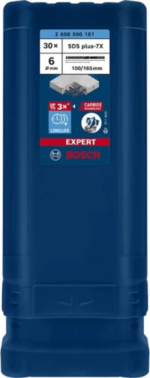 Bosch Ø 6 x 100x165mm Expert SDS-plus-7X Beton fúrószár készlet (30db/csomag)