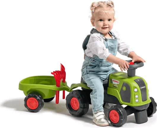 FALK Baby Claas traktor utánfutóval Gyerek járgány - Világoszöld