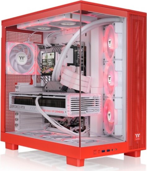 Thermaltake View 380 XL TG ARGB Midi Torony Számítógépház - Piros