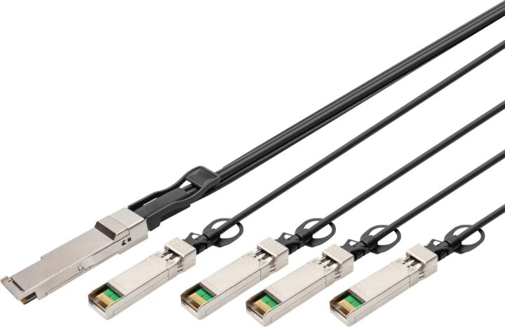 Digitus DN-81321 40G QSFP+ > 4x SFP+ Passzív DAC kábel 1m - Fekete