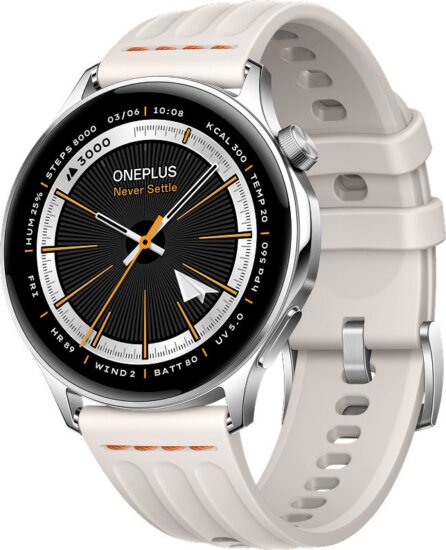 OnePlus Watch Lite GPS Okosóra 45mm Fehér Fluorogumi Szíjjal - Ezüst