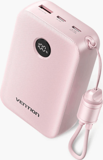 Vention FKBP0-C Powerbank integrált kábellel USB-A + Type-C / 20000mAh 22,5W - Rózsaszín