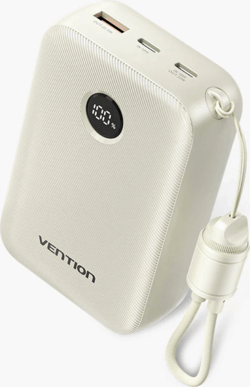 Vention FKBN0-C Powerbank integrált kábellel USB-A + Type-C / 20000mAh 22,5W - Bézs