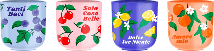 Bialetti Fruit Market 80ml Porcelán kávés csésze szett 4 darabos