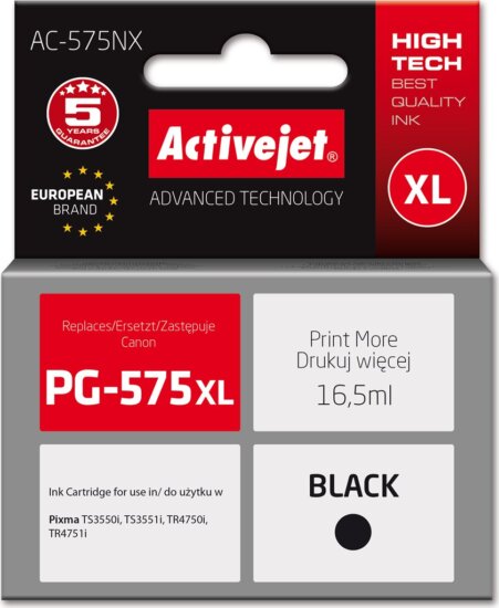 Activejet (Canon PG-575XL) Utángyártott tintapatron 16.5ml - Fekete