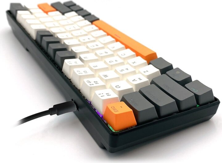 Media-Tech ZONE 61 MT1258 60% Mechanikus Mechanikus (Red Switch) Vezetékes Gaming Billentyűzet ENG - Fehér/Szürke/Narancssárga