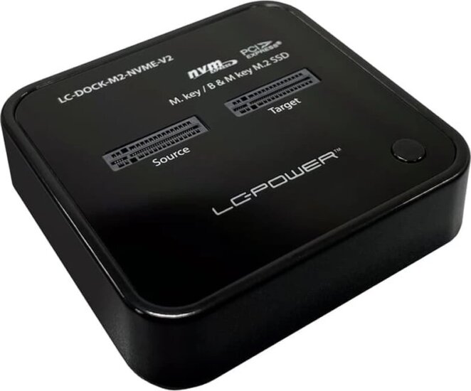LC-Power LC-DOCK-M2-NVME-V2 M.2 Dokkoló és klónozó állomás (USB 3.2 Gen 2x1 Type-C - M.2 NVMe)