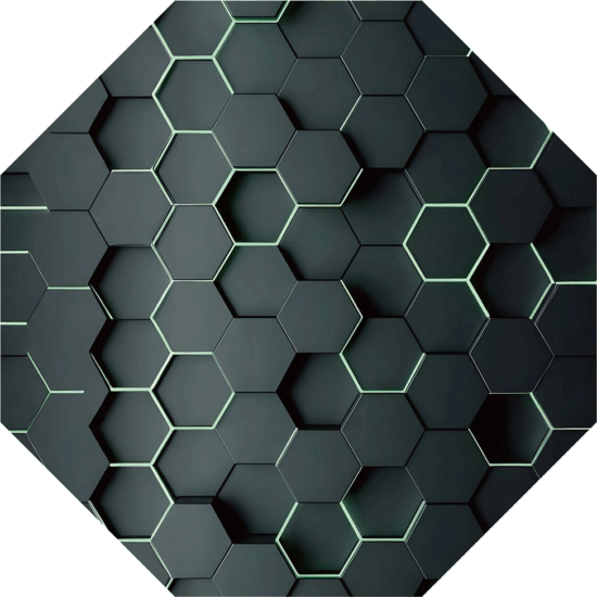 Iris Gamer 3D hexagon 118x118cm hatszög mintás szögletes padlóvédő székalátét - Fekete