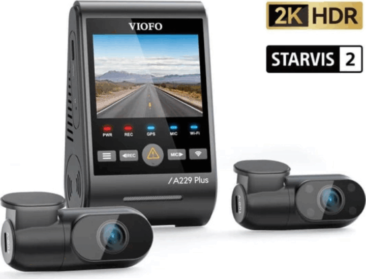 Viofo A229 PLUS 3CH-G 2K QHD WiFi Autós Menetrögzítő Kamera szett - Sötét Szürke
