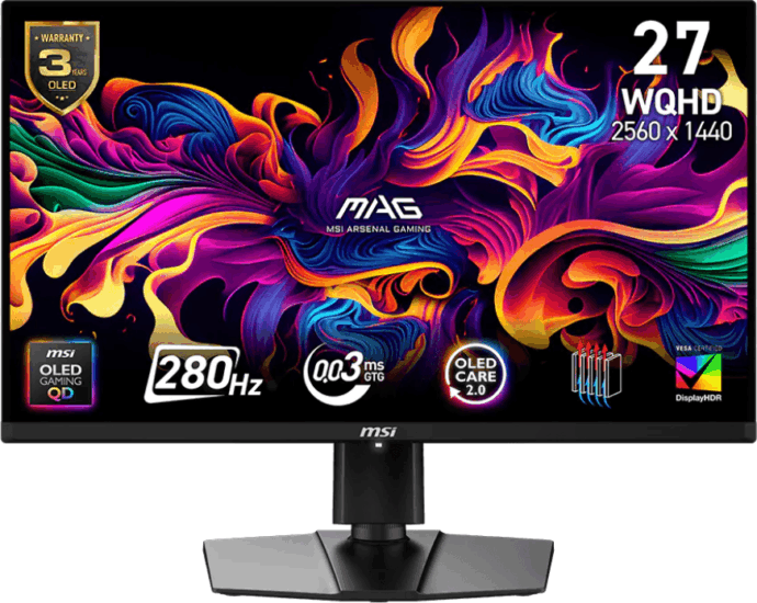 MSI 26,5" 271QP QD-OLED X28 16:9 WQHD QD-OLED Gaming Monitor - Fekete