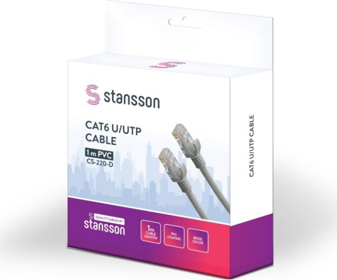 Stansson CS-220-D U/UTP Cat6 Patch kábel 1m - Bézs