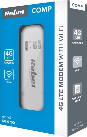 Rebel RB-0700 Hordozható 4G LTE USB WiFi Router - Fehér