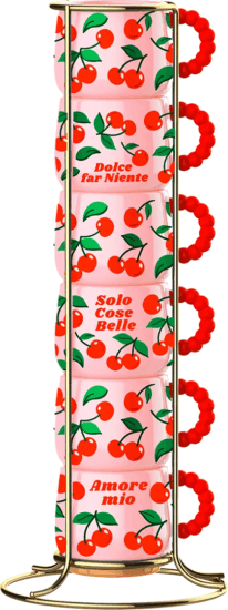 Bialetti Fruit Market 80ml Porcelán Kávés csésze szett 6 darabos - Cseresznye mintás